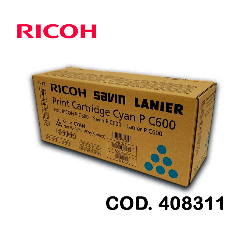 Cartucho de Toner Ricoh PC600 CYAN– 408311 P C600 C  Original