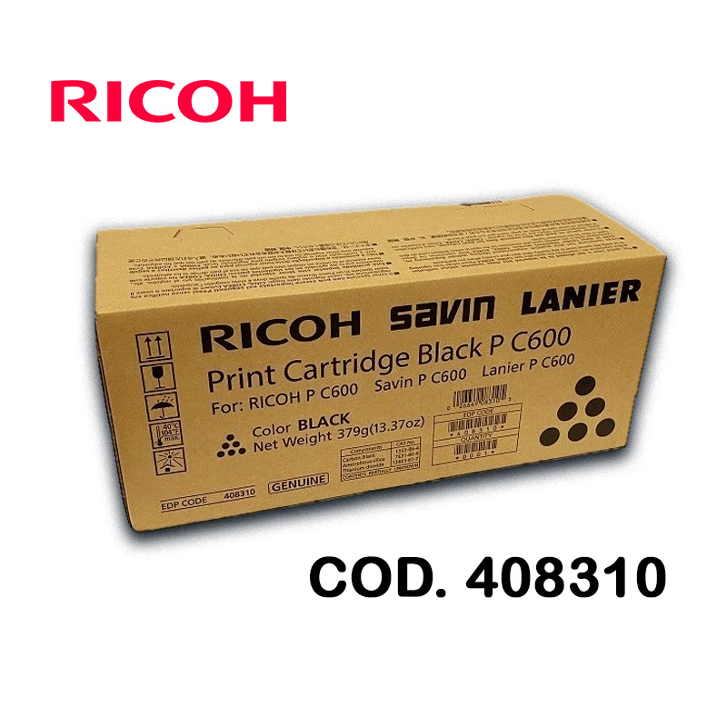 Cartucho de Toner Ricoh PC600 Negro  – 408310 P C600 BK  Original