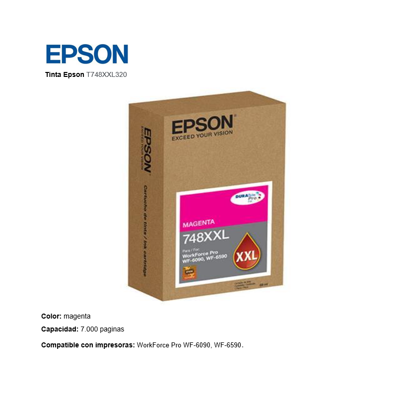 CARTUCHO TINTA EPSON T748XXL320 748XXL MAGENTA