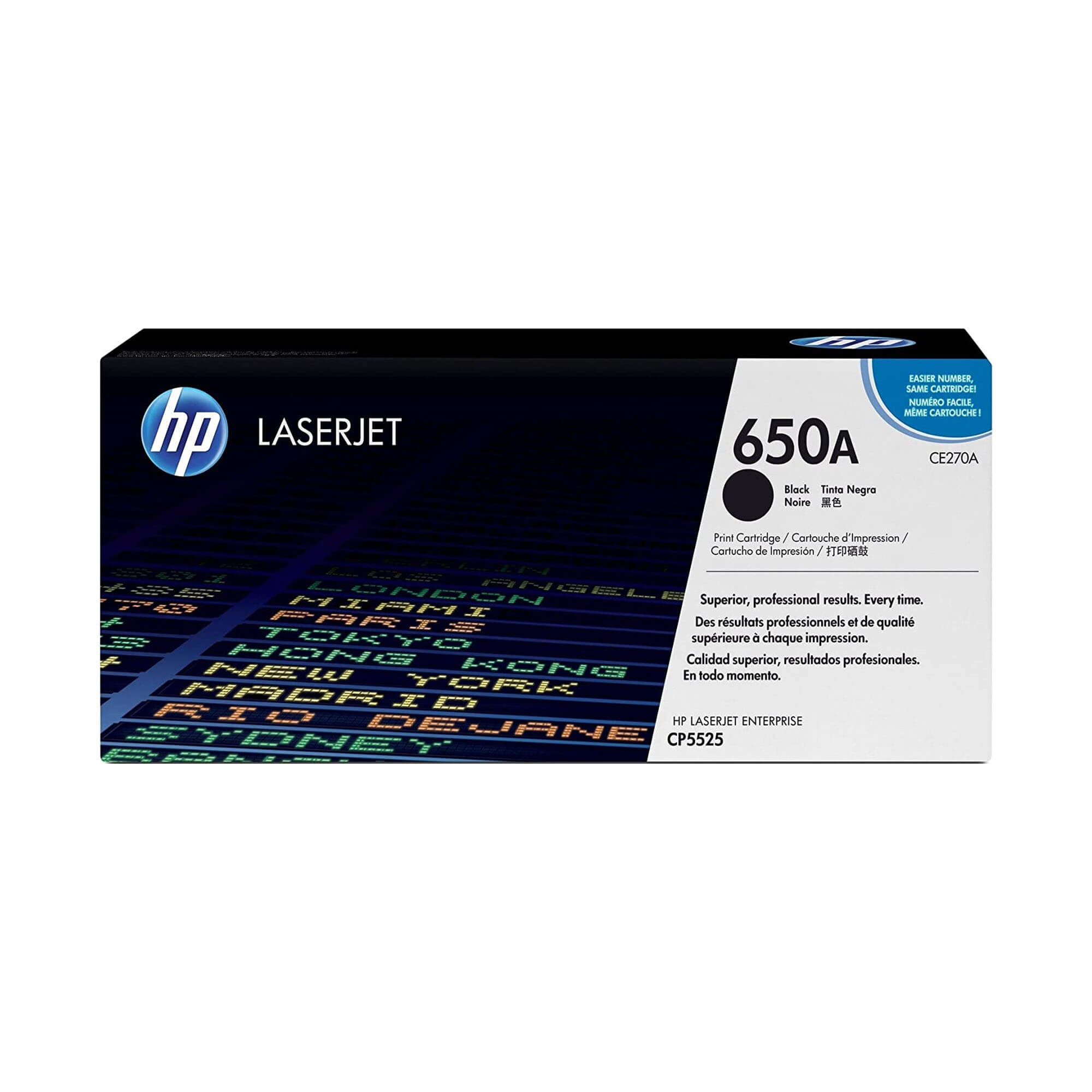 Toner HP CE270A 650A LaserJet CP5525 Negro 13.500 Paginas.