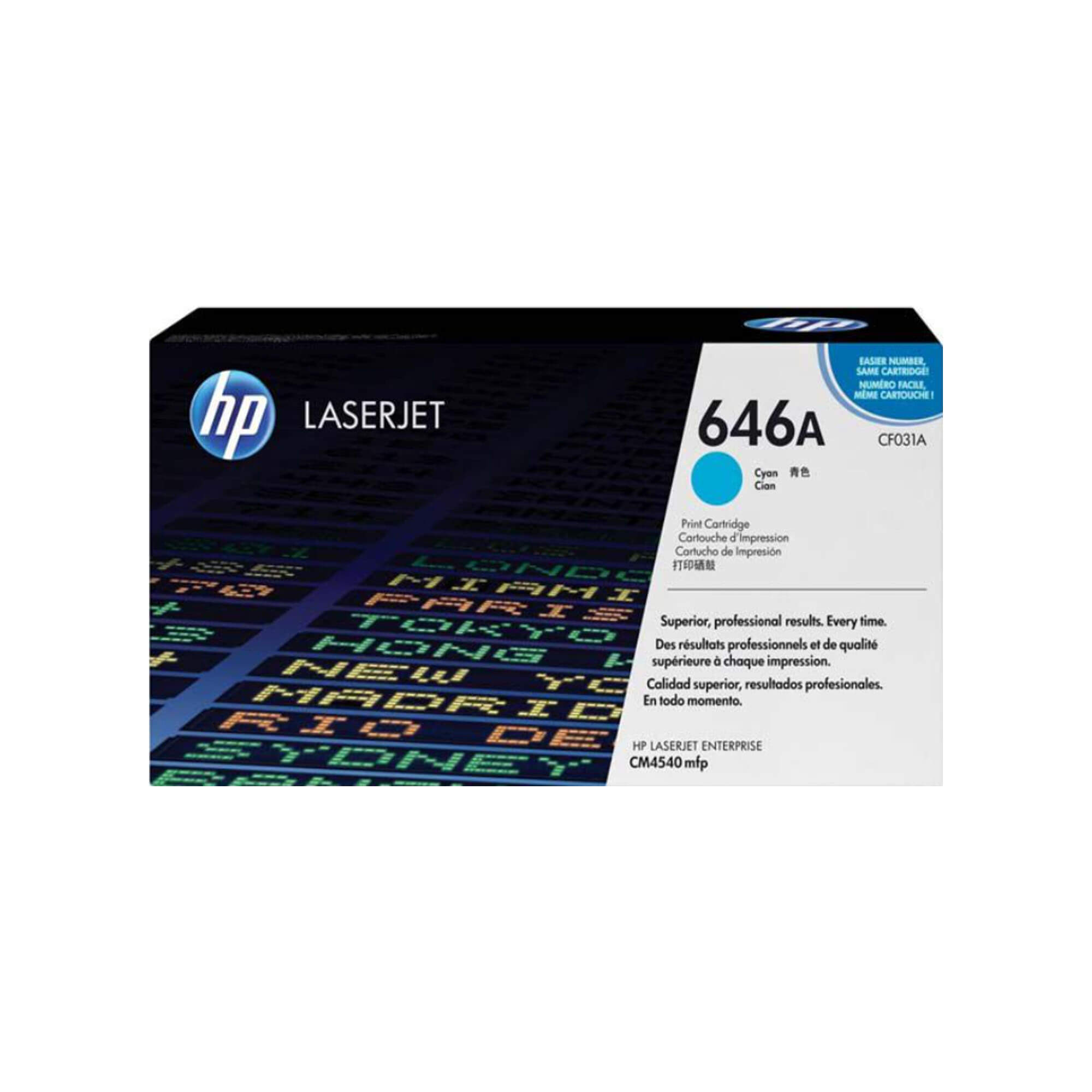Toner HP CF031A 646A LaserJet CM4540 Cyan 12.500 Paginas.