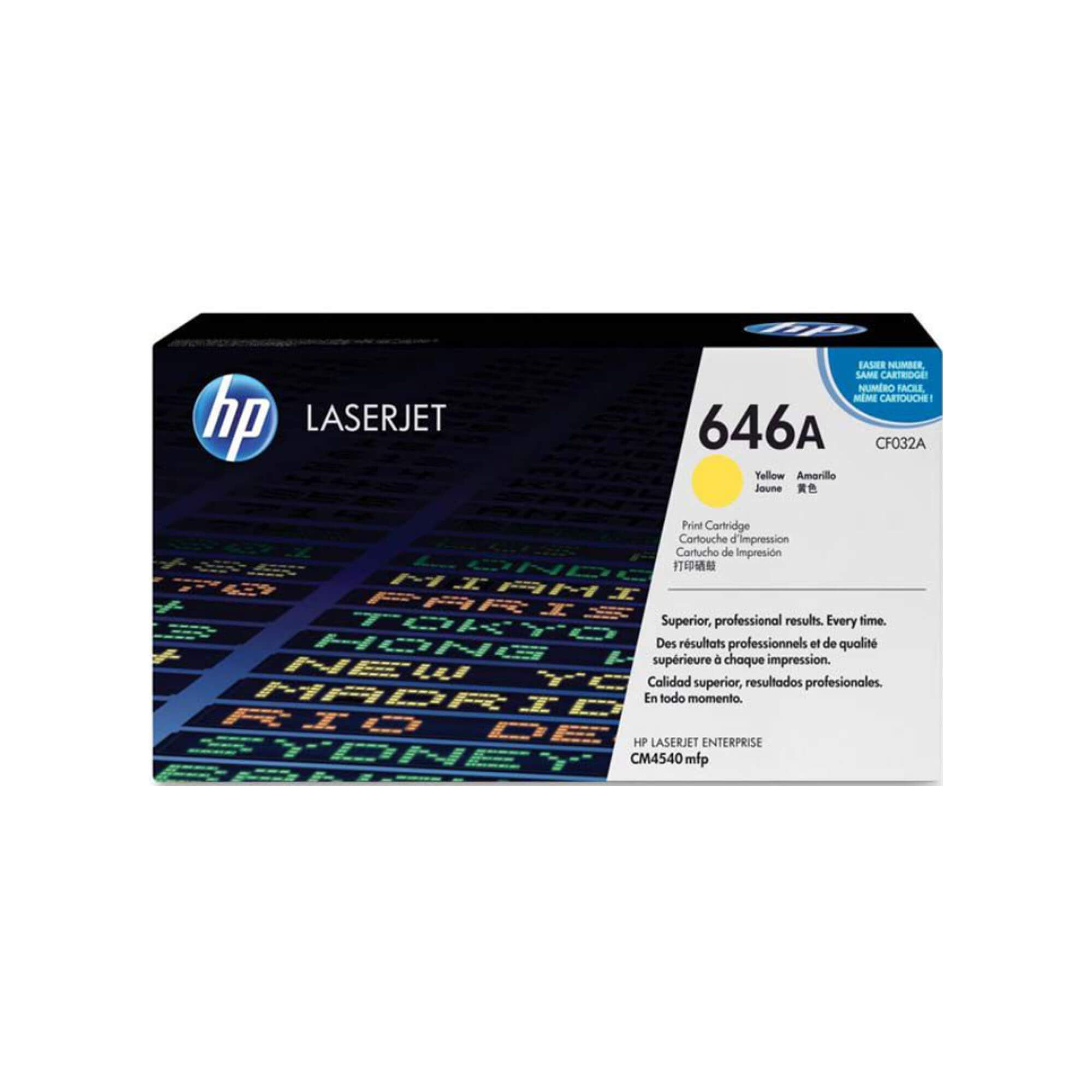 Toner HP CF032A 646A LaserJet CM4540 Yellow 12.500 Paginas.